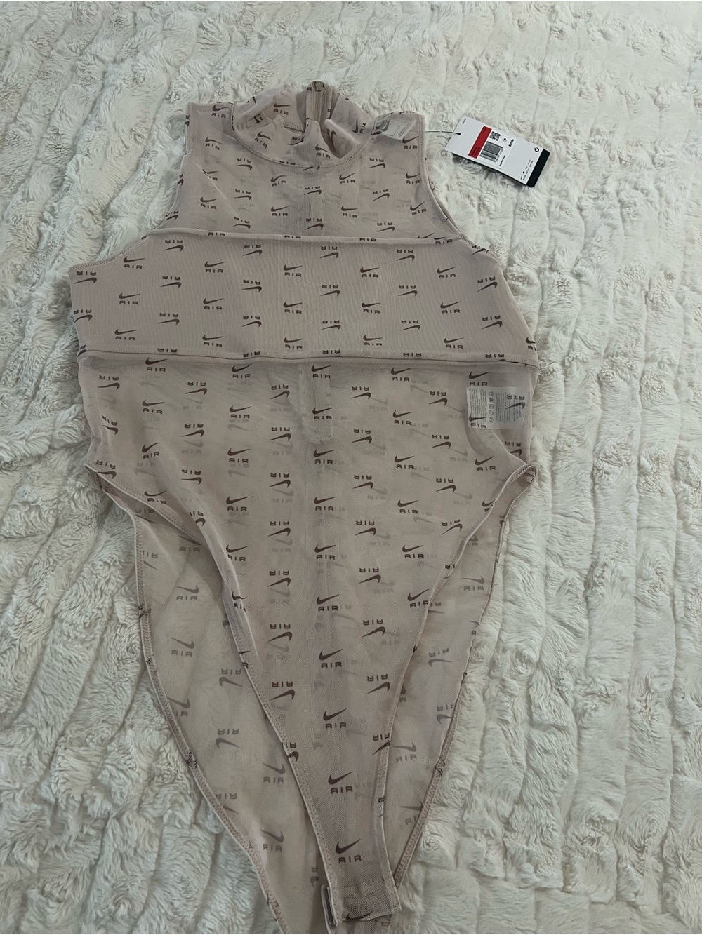 Nike Beige/Tan Logo-Print Bodysuit with Tag